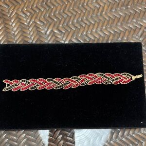 Vintage Trifari Elegant Red and Black Rhinestone bracelet